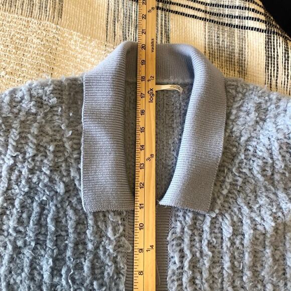 Anthropologie Zip Up Brushed Collared Cardigan Womens Sz M Blue Crop - Picture 7 of 7